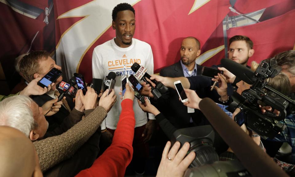 <span>Larry Sanders during his short-lived return with the Cleveland Cavaliers. </span><span>Photograph: Tony Dejak/AP</span>