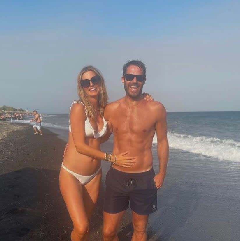 Jamie and Frida Redknapp on the beach