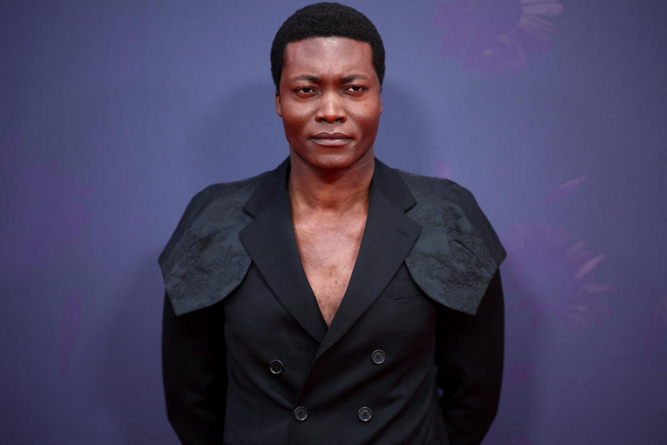 <p>Benjamin Clementine poses on the red carpet for Blitz, the actor delivers a standout performance in the film. (Getty Images)</p>
