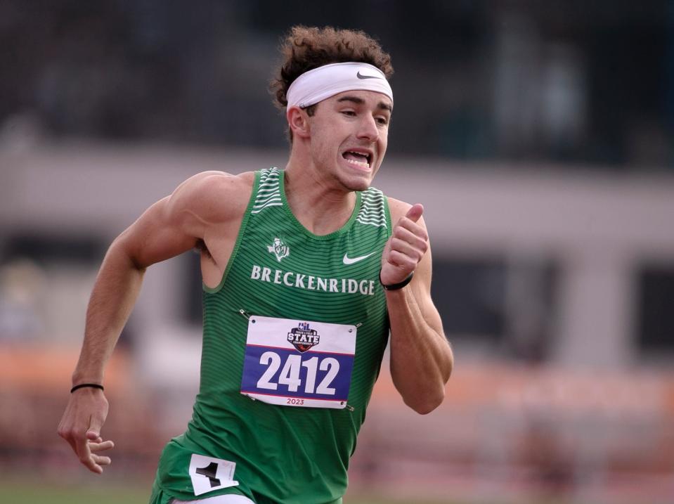 Breckenridge’s Chase Lehr competes in the Class 3A 800 meters.