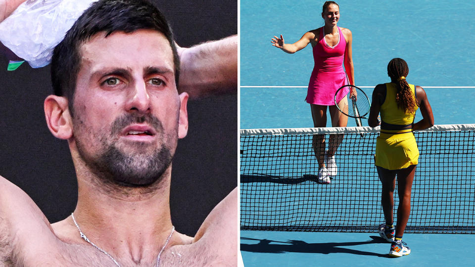 Novak Djokovic, Coco Gauff and Marta Kostyuk at the Australian Open.