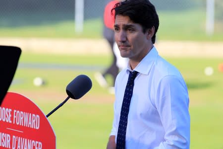 Canada's Prime Minister Justin Trudeau campaigns in Fredericton, New Brunswick.
