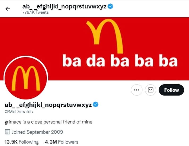 The official McDonalds Twitter page has recreated its name following Jungkook's style. ― Twitter screengrab