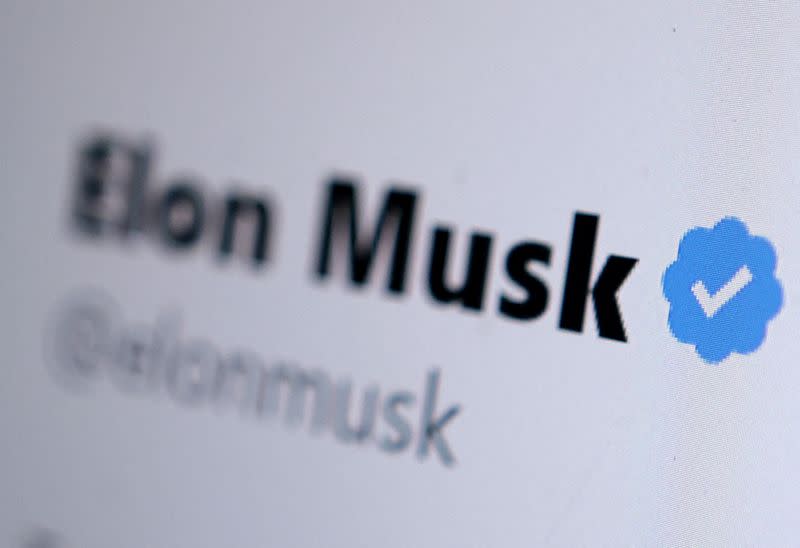 FILE PHOTO: Illustration shows Elon Musk Twitter account verification badge