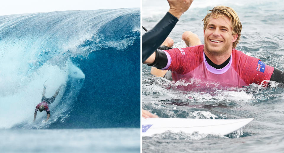 Ethan Ewing in the Olympics surfing.