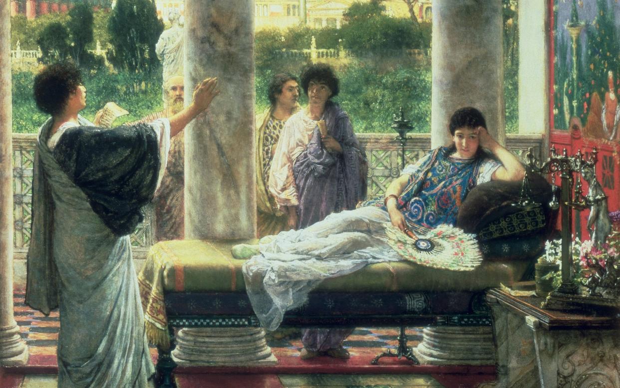 Catullus Reading his Poems at Lesbia's House (detail), an 1870 painting by Lawrence Alma-Tadema