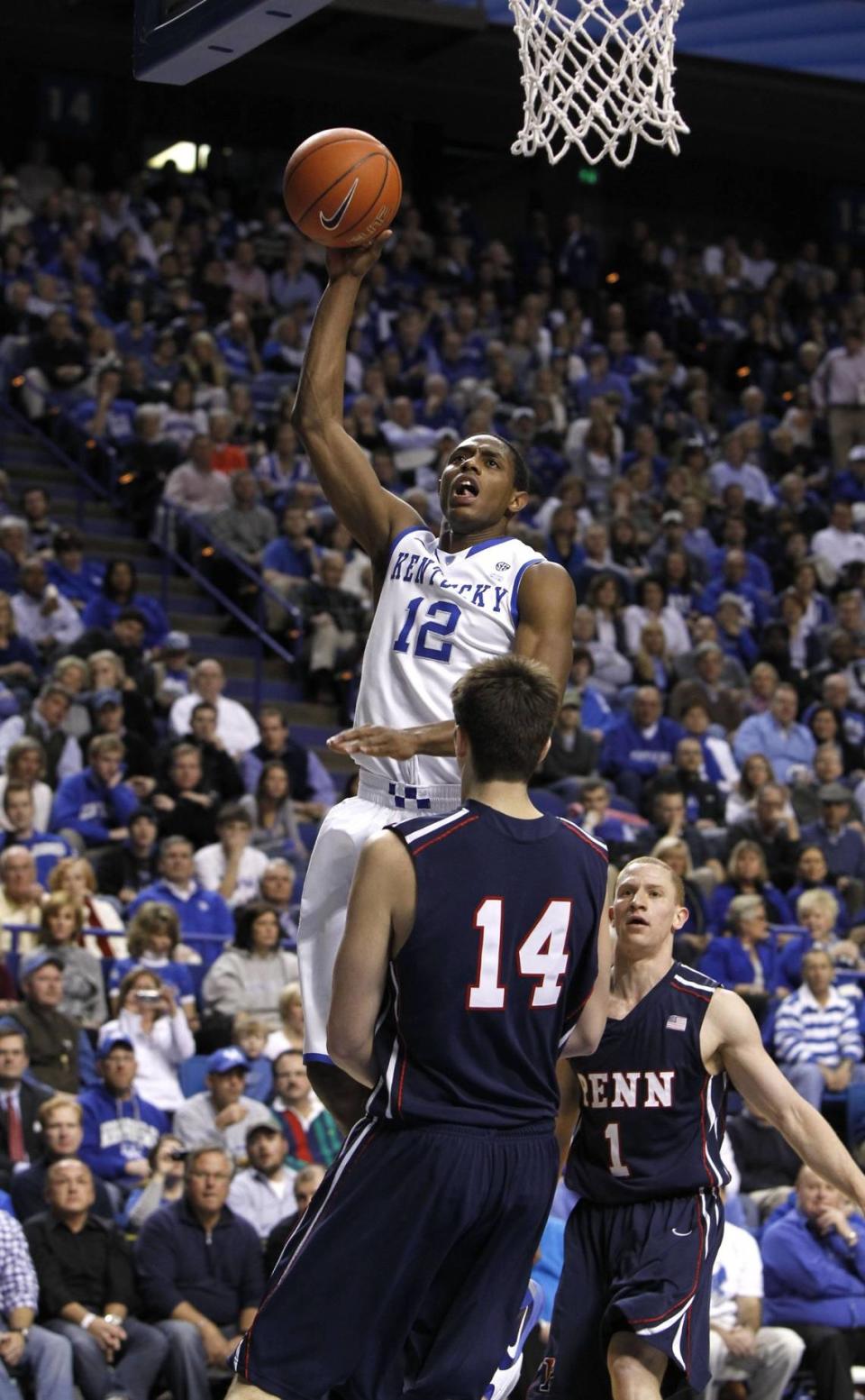 Brandon Knight (12) scored 22 points to pace Kentucky to an 86-62 win over Pennsylvania on Jan. 3, 2011.