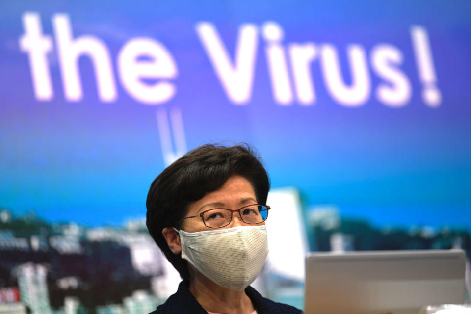 Hong Kong Chief Executive Carrie Lam is seen during a press conference on July 31, 2020. | Vernon Yuen—NurPhoto/Getty Images