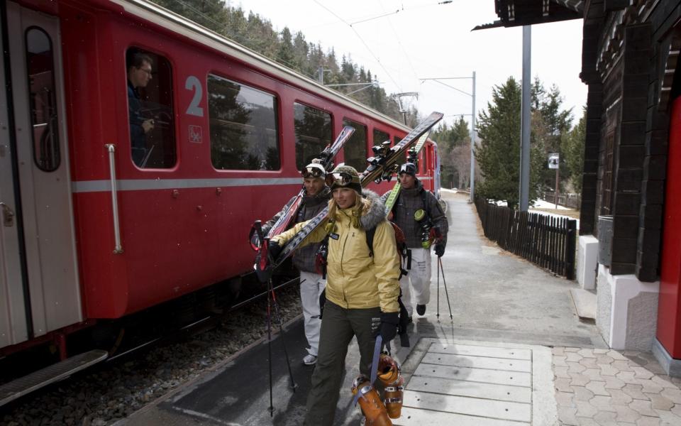 Trains are great options for skiers who like to take their own equipment