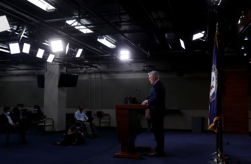 House Republican Leader Kevin McCarthy (R-CA) holds his weekly news conference at the U.S. Capitol