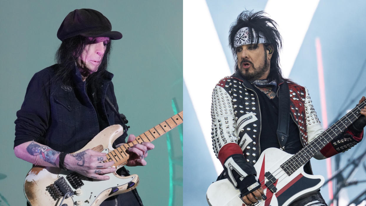  Motley Crue’s Mick Mars and Nikki Sixx playing live 