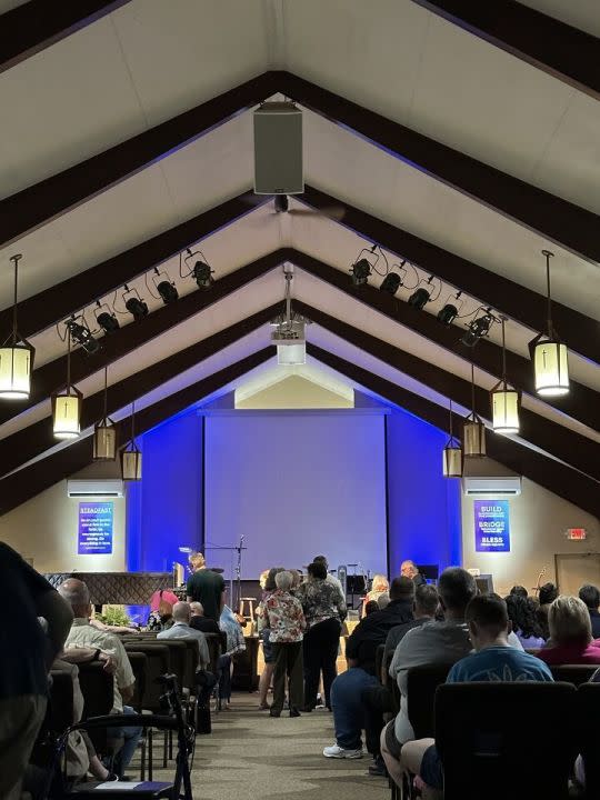 Inside Wednesday’s prayer service to remember those killed over the weekend in a deadly hit-and-run crash in Watertown Twp. Courtesy Photo: Catrina Kennedy.