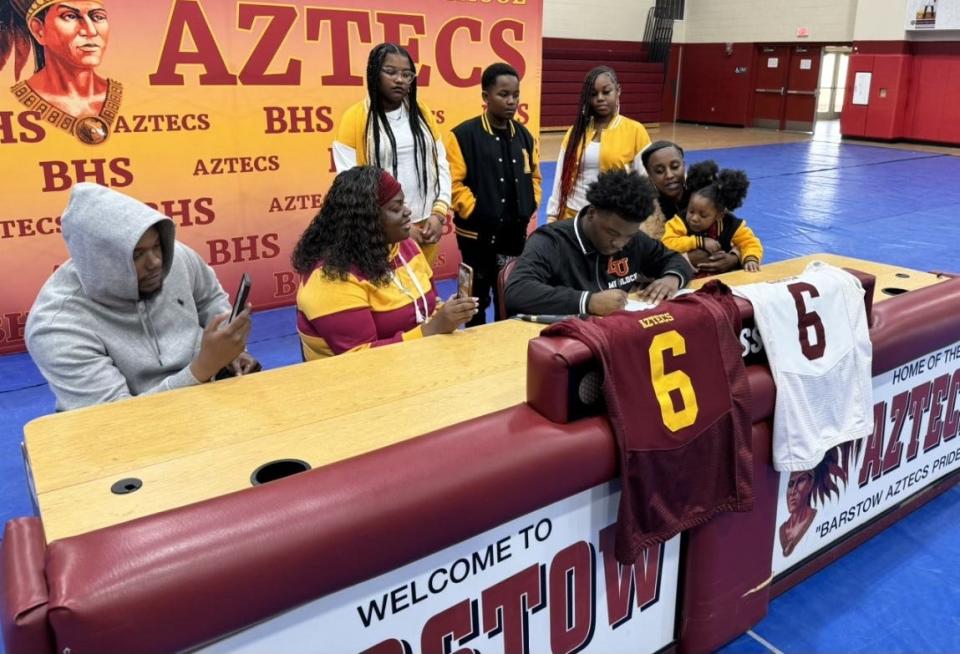 Barstow's Kyron Medlock recently signed a National Letter of Intent to continue playing football at Lincoln University.