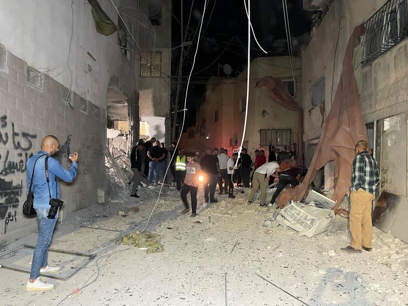 Aftermath of Israeli strike in Jenin refugee camp