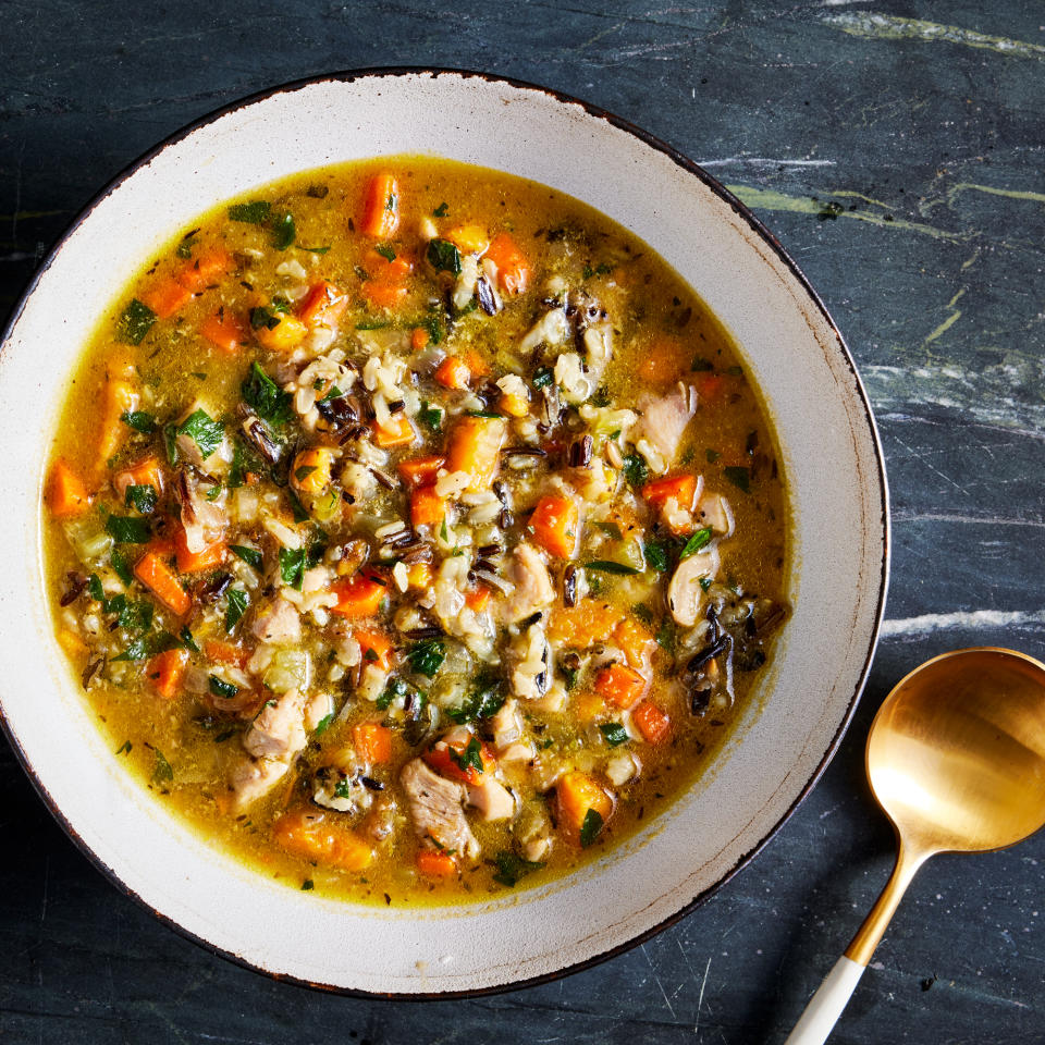 Chicken & Root Vegetable Soup with Wild Rice