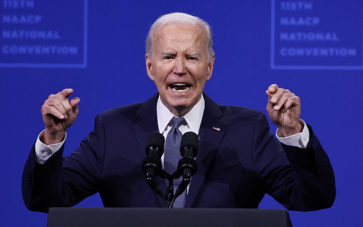 President Joe Biden speaks at the NAACP National Convention in Las Vegas, Nevada