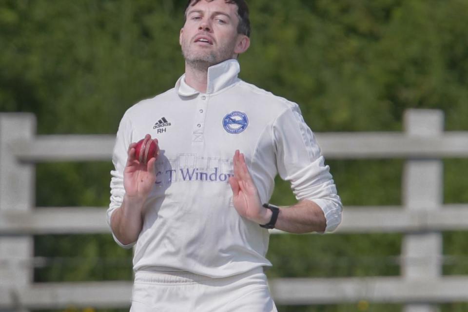 Lostock bowler, Robert Holgate, in action against Eagley. Picture by Harry McGuire