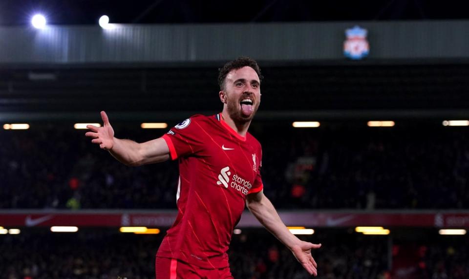 Liverpool’s Diogo Jota scored twice in the 4-0 win over Southampton (PA)