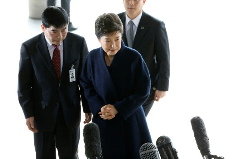 South Korea's ousted president Park Geun-Hye was due in court Tuesday to face trial over the massive corruption scandal that led to her stunning downfall