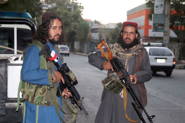 Taliban fighters patrol in Kabul, Afghanistan 