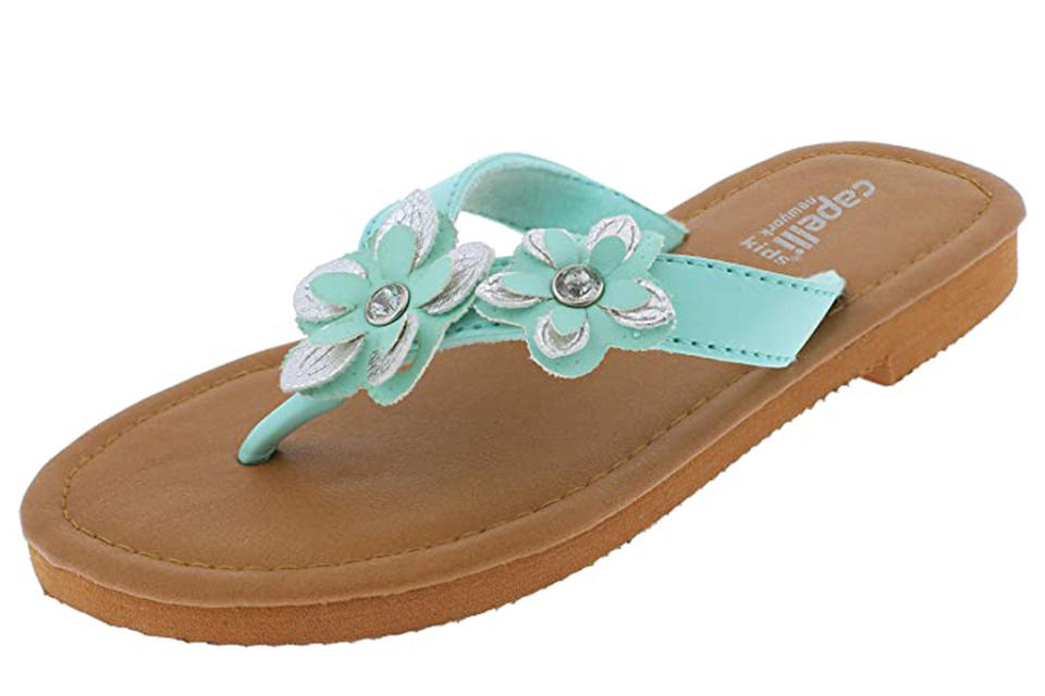 Capelli New York Girls Fashion Flip Flops with Gem Trim