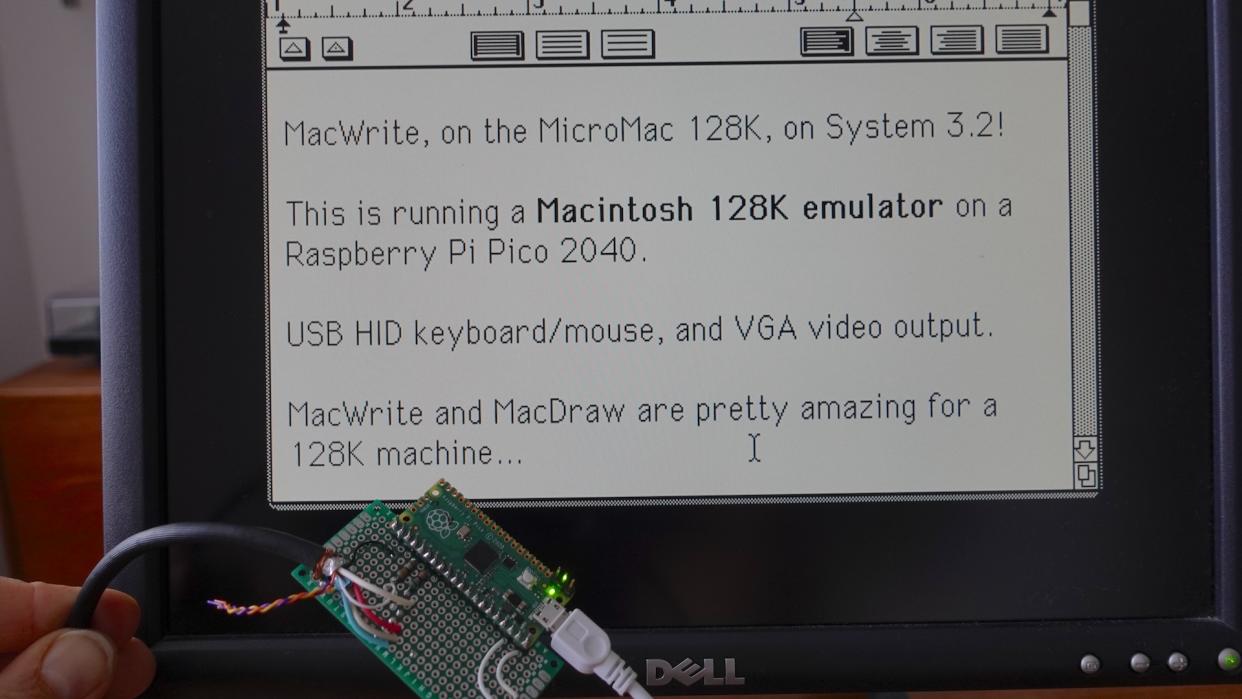  A Raspberry Pi Pico emulating a Macintosh 128K. 