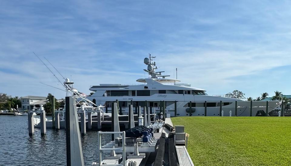 A view of the yacht, called Honey, at the center of a residential docking dispute in North Palm Beach.