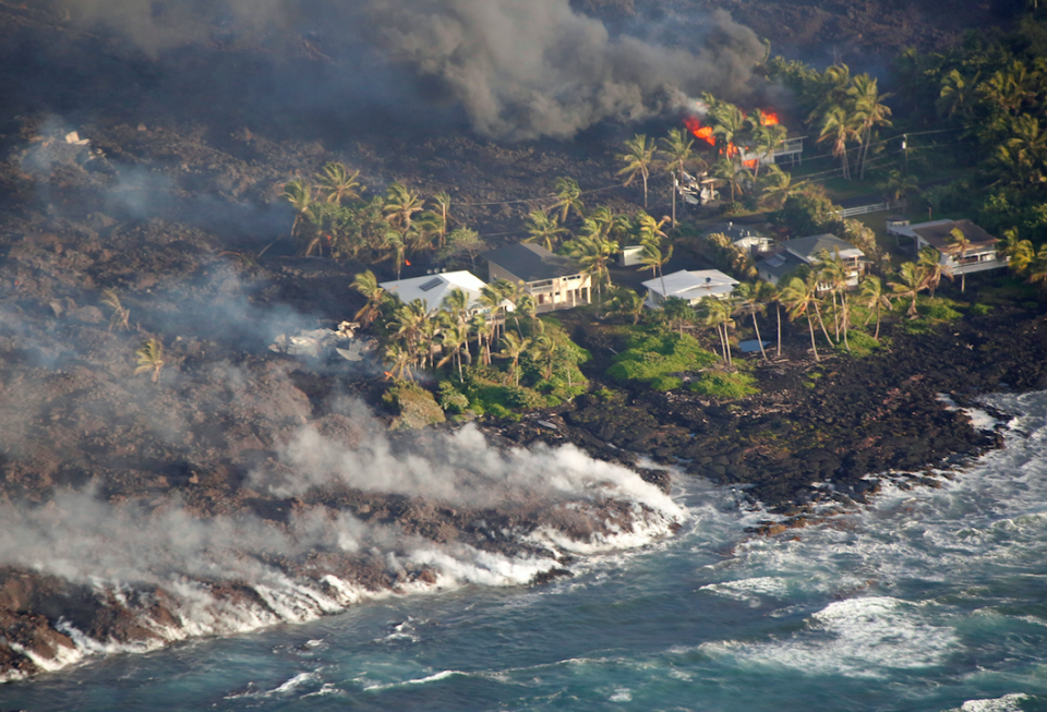 Lava from the Kilauea volcano ripped through residential areas (Picture: Reuters)