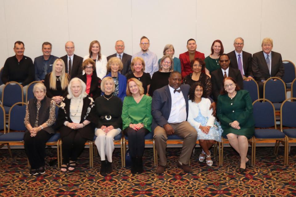 Past and present award recipients gather for a photo at the Amarillo Globe-News 2023 Man and Woman of the Year ceremonies held Thursday at the Amarillo Civic Center.