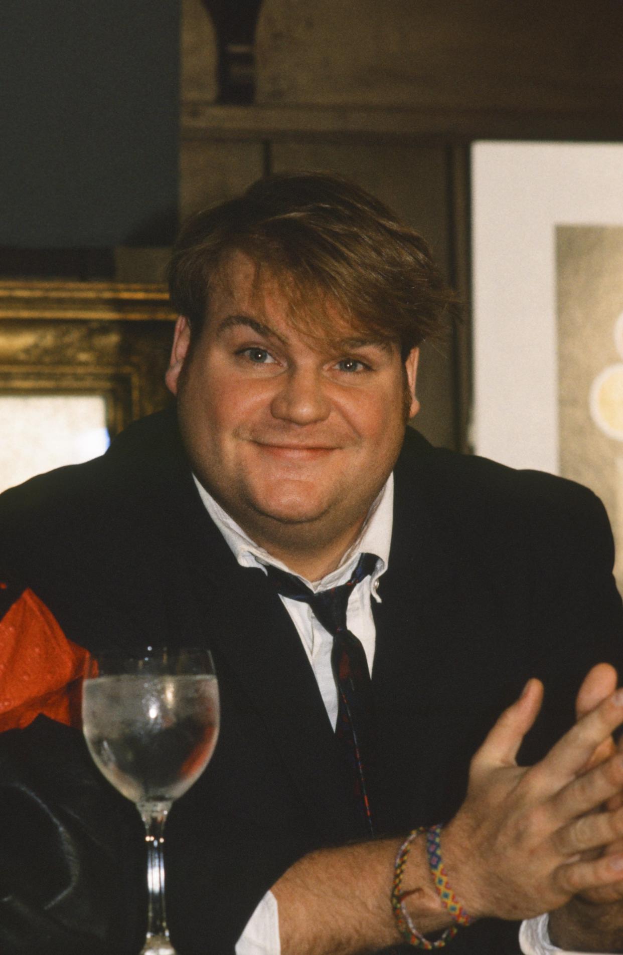 SATURDAY NIGHT LIVE -- Cast Press Conference -- Pictured: Chris Farley on September 18, 1990 -- Photo by: Alan Singer/NBC/NBCU Photo Bank