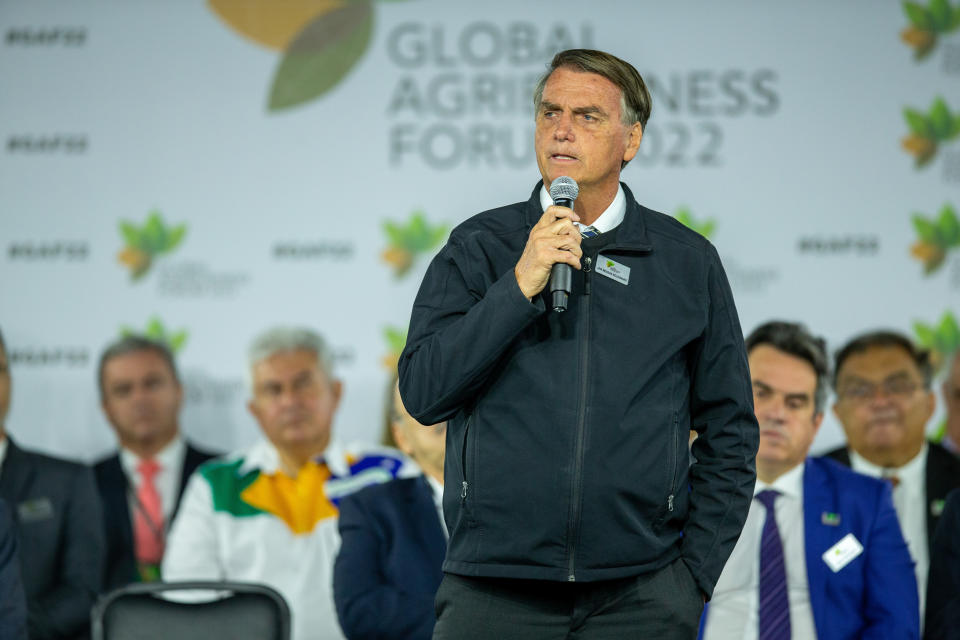 *Arquivo* SÃO PAULO, SP, 25.07.2022 - Jair Bolsonaro (PL) na abertura da Global Agribusiness Forum 2022, em São Paulo. (Foto: Danilo Verpa/Folhapress)