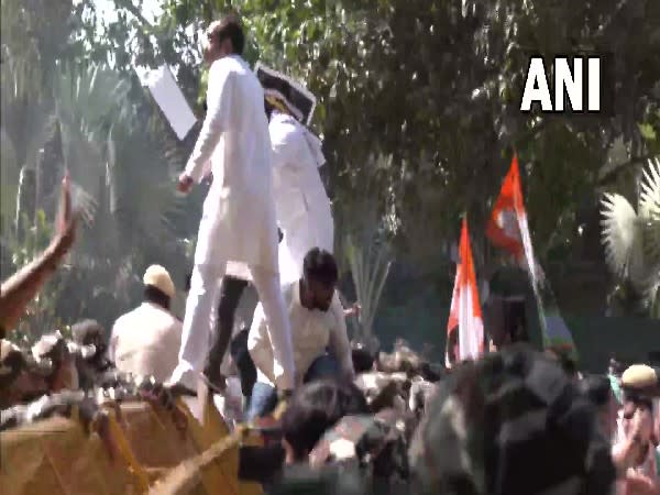 Youth Congress workers protesting over Lakhimpur Kheri violence (Photo/ANI)