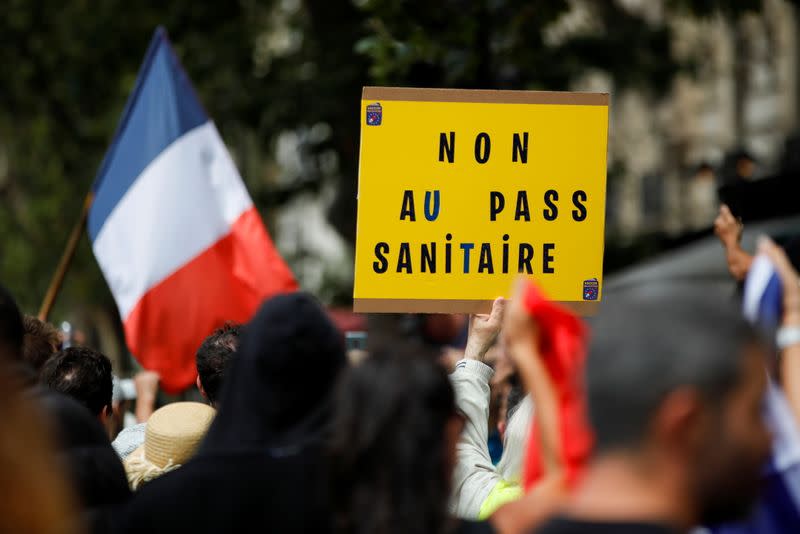 A protest against COVID-19 health pass in France