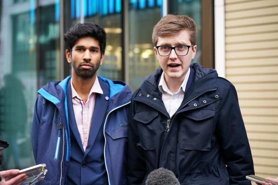 BMA junior doctors committee co-chairs Dr Robert Laurenson (R) and Dr Vivek Trivedi (L) said the Government had not made a final offer (PA)