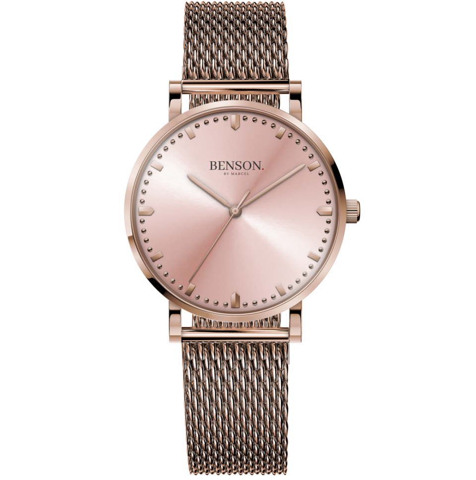 <p><strong>BENSON WATCH</strong></p><p>bensonwatch.com</p><p><strong>$100.00</strong></p><p><a href="https://bensonwatch.com/products/z-rose-gold-pink" rel="nofollow noopener" target="_blank" data-ylk="slk:Shop Now;elm:context_link;itc:0;sec:content-canvas" class="link ">Shop Now</a></p><p>The principle behind Benson Watch is: "Time Should Be Spent Doing What You Love," and we couldn't agree more. The affordability and stunning design make this brand hard to beat, especially when it comes to the pink rose watch featured here. </p>