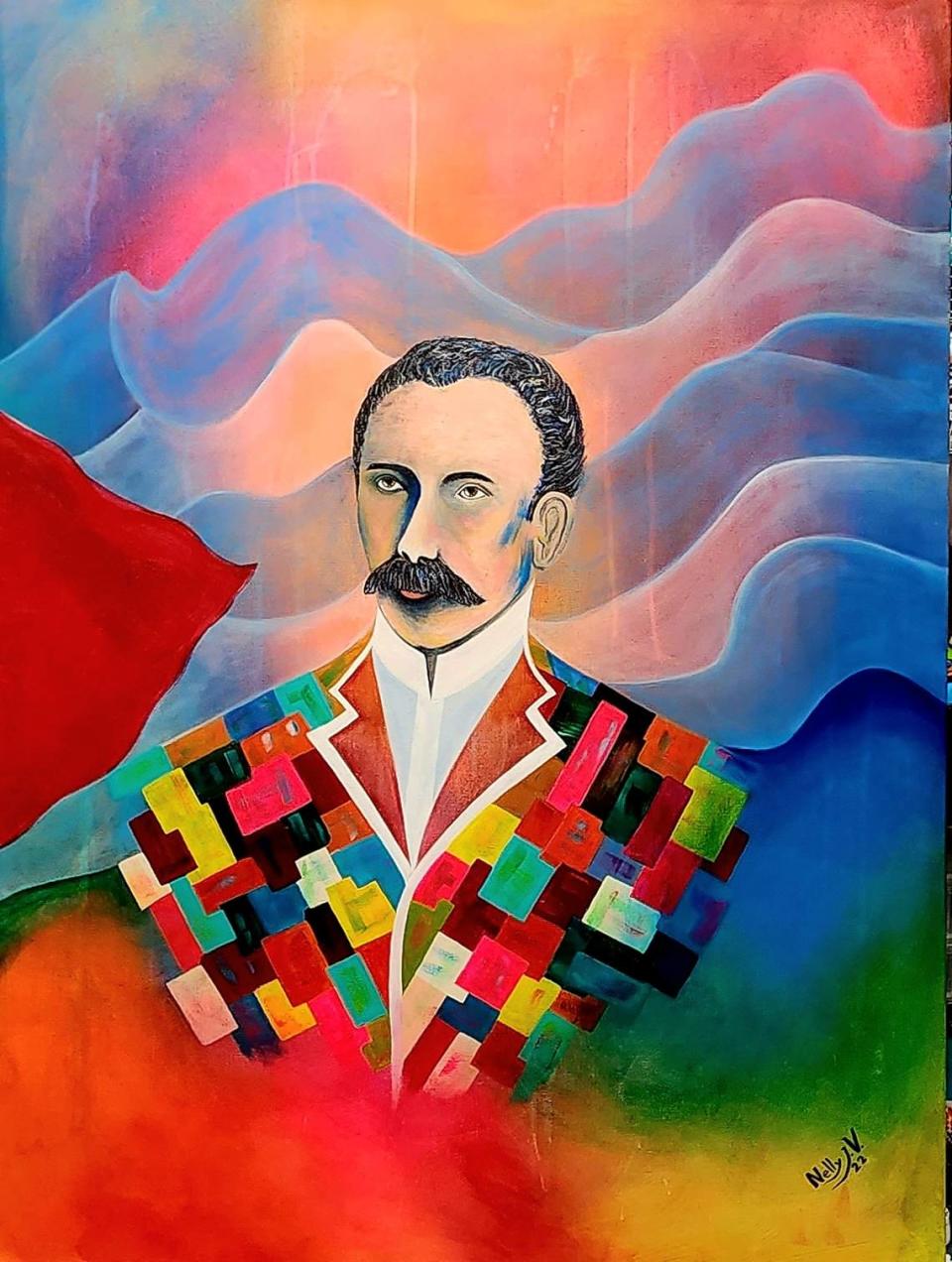 La obra “José Martí ayer y hoy” de la artista venezolana Nelly Volcanes es un homenaje al pueblo cubano