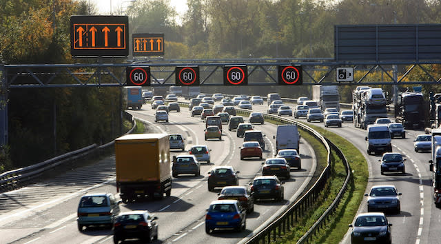 Traffic uses the hard shoulder of the M42 near Solihull. Major new multimillion-pound road schemes were announced today by Transport Secretary Philip Hammond. He gave details of eight motorway schemes including one to allow motorists to drive on the hard shoulder of two sections of the M25 at peak times.