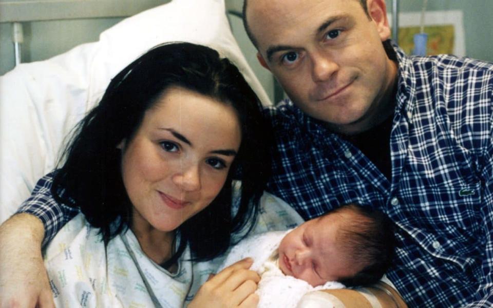 Alongside Ross Kemp and a baby as Tiffany Mitchell on EastEnders - Credit: PA/BBC