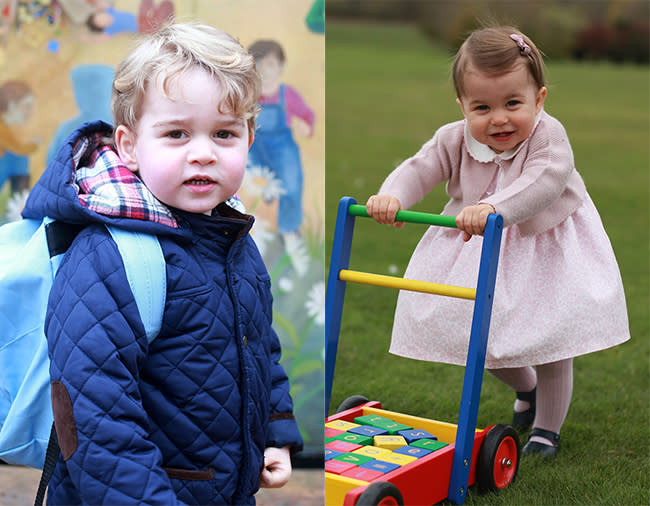 Split image between Prince George and Princess Charlotte