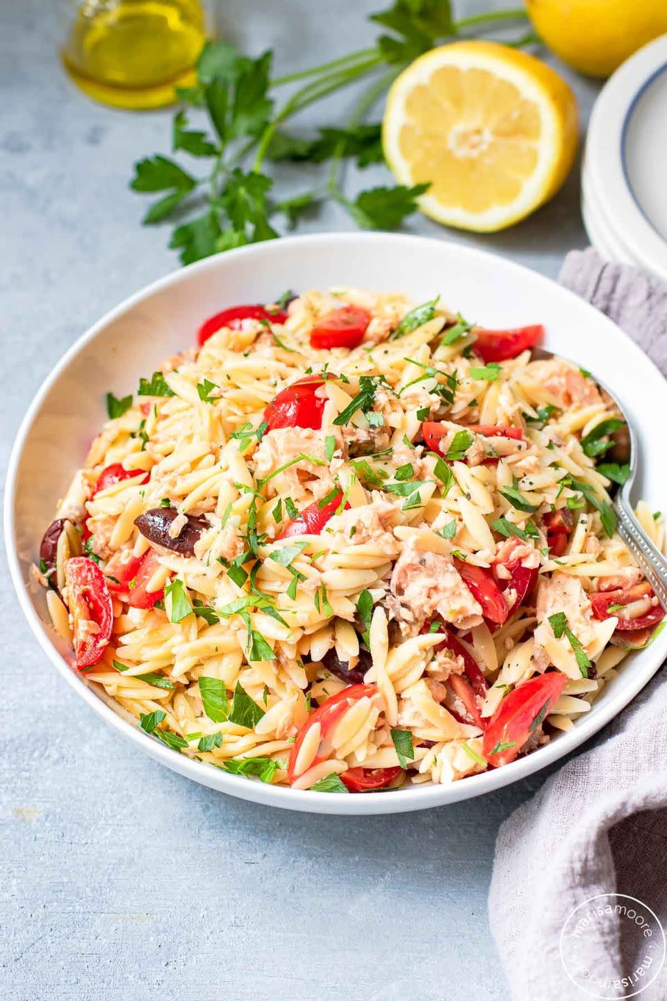 pasta salad recipes salmon mediterranean orzo salad