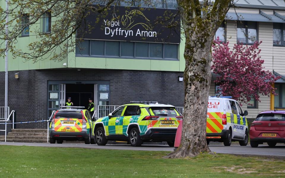 The scene at Amman Valley School in Ammanford