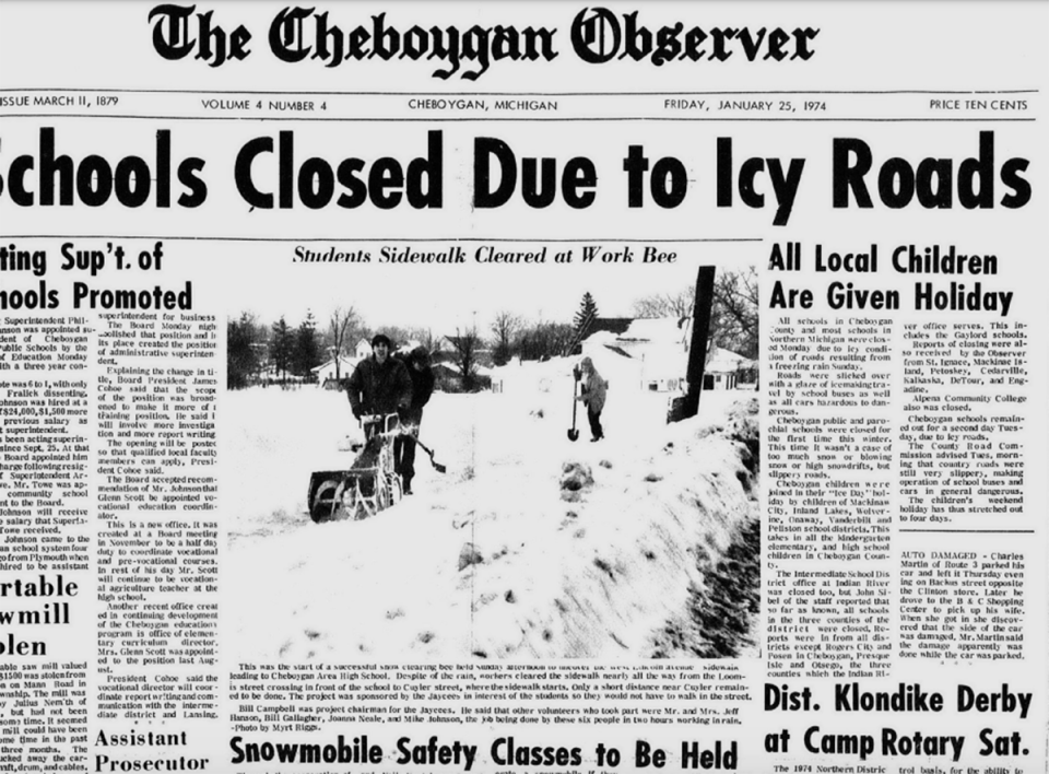 The Jan. 25, 1974 edition of the Cheboygan Observer.