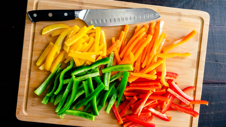 knife and cut peppers