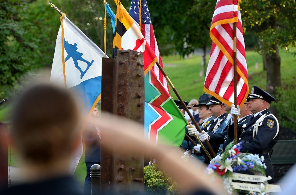 Emergency services personnel, local officials and members of the community attend the Remembrance in the Park ceremony, held at the Emergency Service Tribute Garden in Hagerstown's City Park, commemorating the 21st anniversary of the Sept. 11 attacks.
(Photo: By Colleen McGrath/Herald-Mail)