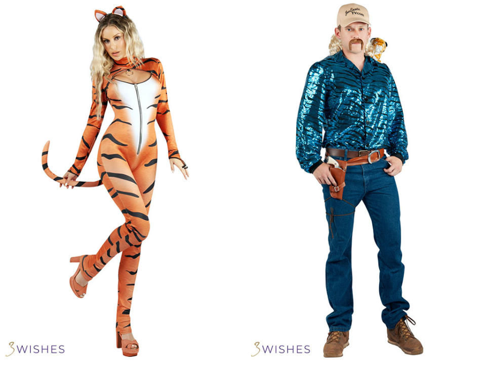 Grrrr! The Joe Exotic Tiger Honey Costume (L) and the Joe Exotic Costume (R) by 3 Wishes are top-sellers at 3 Wishes. (Photos: 3 Wishes)