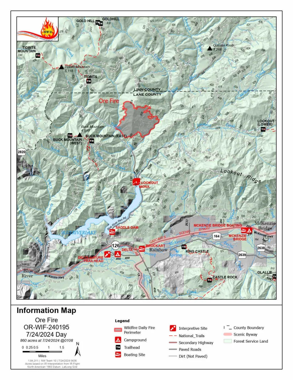 Ore Fire information map.