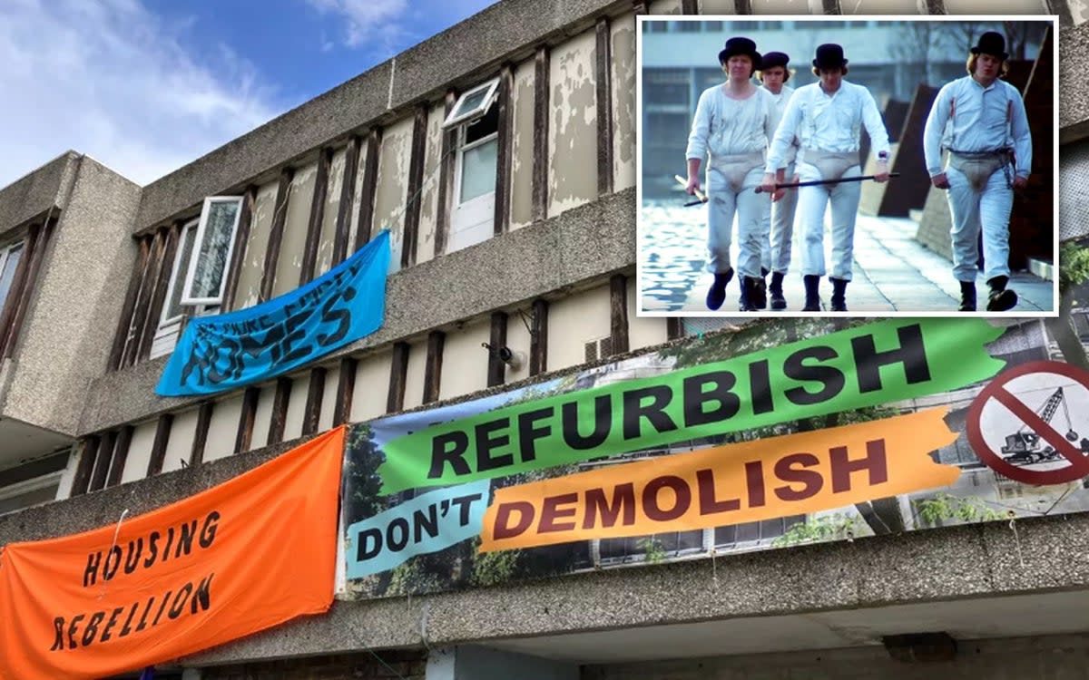 Housing activists have urged the London Mayor Sadiq Khan to save the brutalist 1960s Lesnes estate where Stanley Kubrick’s Clockwork Orange was filmed (ES Composite)