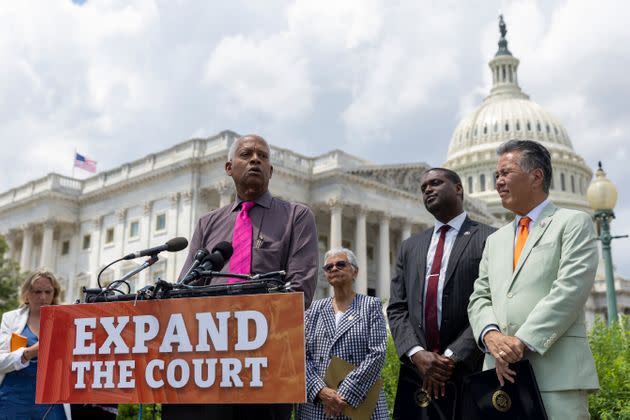 Rep. Hank Johnson (D-Ga.) touts legislation to add four seats to the Supreme Court after its Dobbs decision overturned Roe v. Wade. (Photo: Tasos Katopodis via Getty Images)