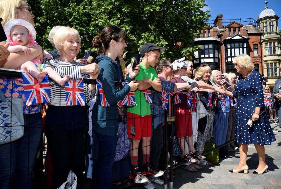 <p>Camilla Parker Bowles stepped out in <a href="https://www.townandcountrymag.com/society/tradition/a21727106/camilla-parker-bowles-repeating-outfit-royal-ascot-2018/" rel="nofollow noopener" target="_blank" data-ylk="slk:another repeated outfit;elm:context_link;itc:0;sec:content-canvas" class="link ">another repeated outfit </a>while on a royal visit to Salisbury with her husband, Prince Charles.</p>