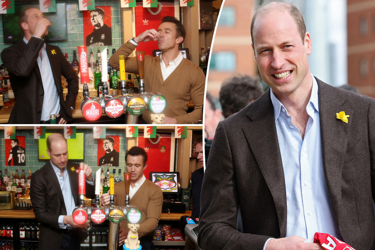 Prince William downs shots with 'It's Always Sunny' alum Rob McElhenney as Kate Middleton remains unseen